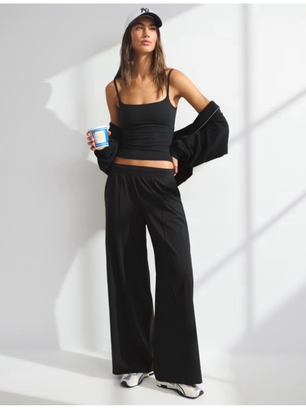Abercrombie Active YPB Freestyle Wide Leg Pant Black XS Short NeoKnit
